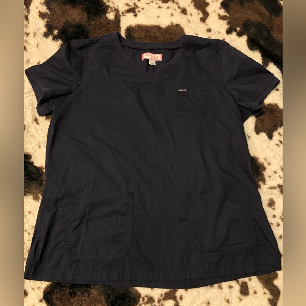 COPY - Koi basics navy blue scrub top Large